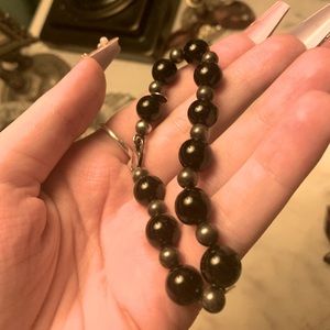 Tiffany and Co Onyx and Sterling Silver Beaded Bracelet